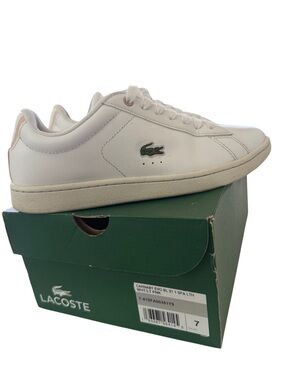 Lacoste White Leather Sneakers with Pink Accent